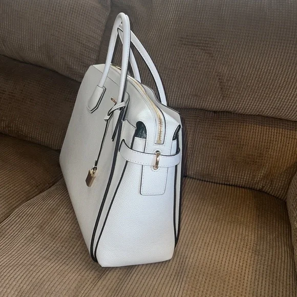 Michael Kors Cream Mercer Belted Medium Top Zip Satchel - Picture 3 of 8